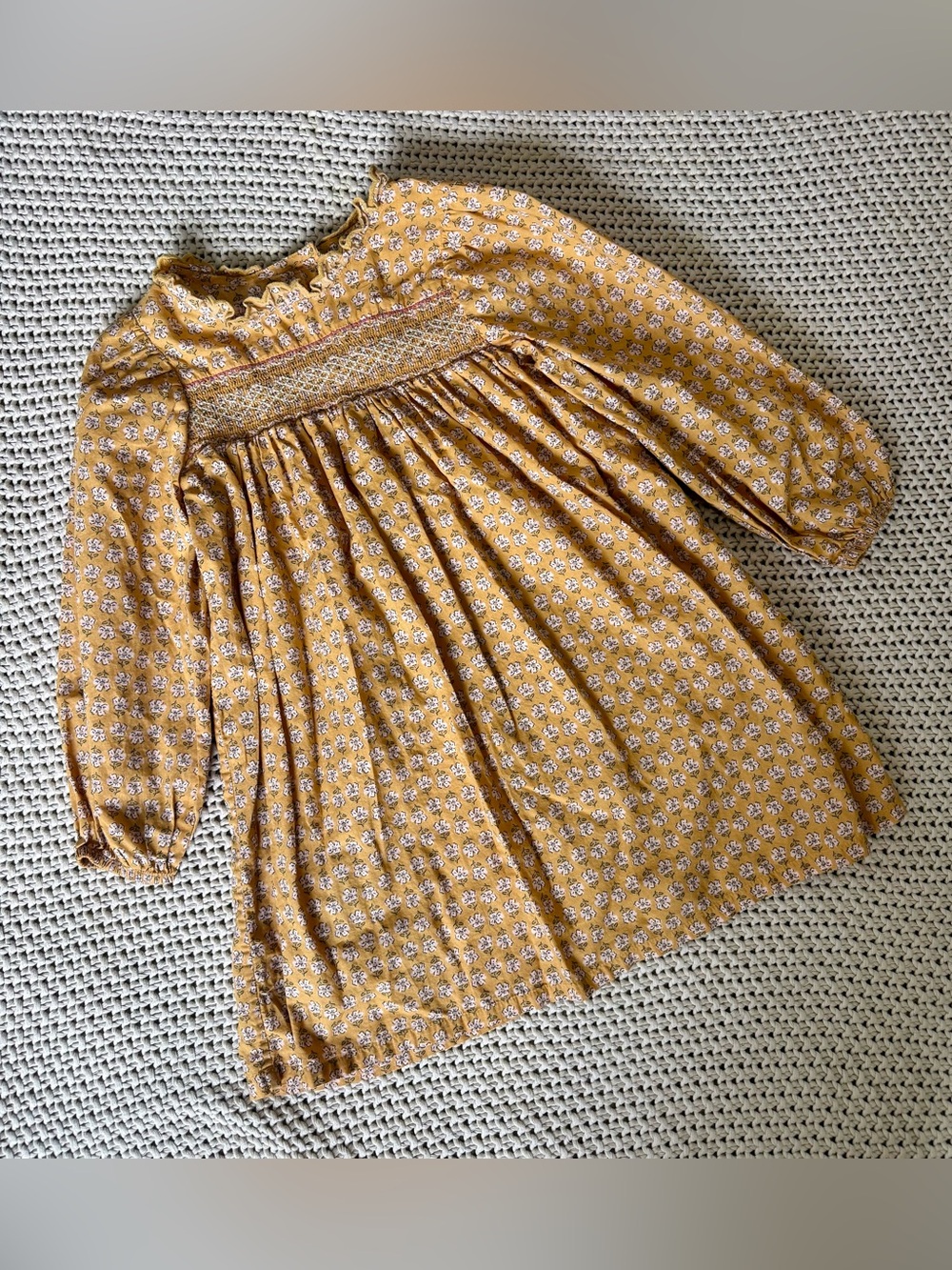 H&M Girls 6x Mustard Yellow Floral Dress